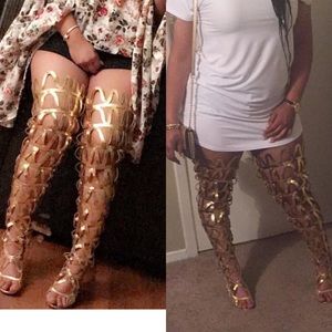 Women Thigh High Gladiator Heels